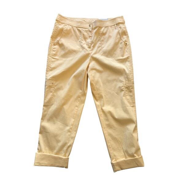 Chicos Zenergy Payton Utility Crop Pants Womens Size 0.5 (6)Yellow Crop Stretch - Picture 1 of 11